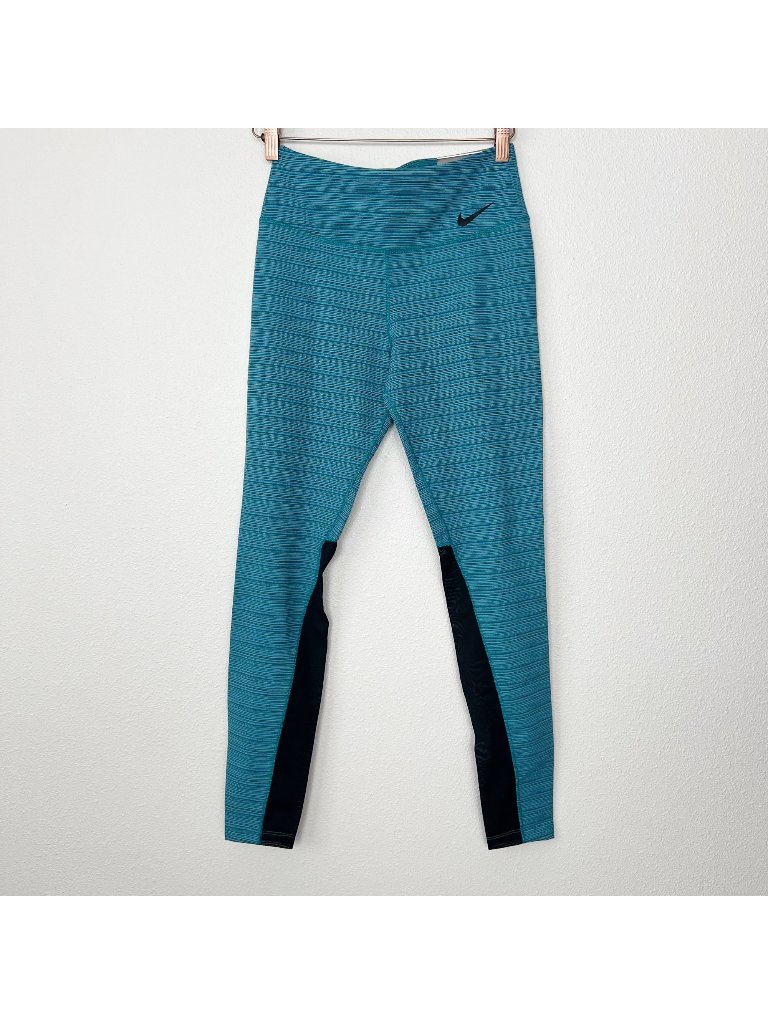 Nike Legendary Womens Large Teal Tight Fit High Rise Full Length Leggings Athlet